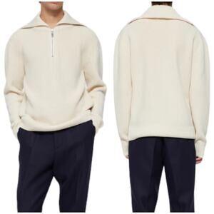 Closed NWT Zipped Jumper Sweater 100% Italian Yarn Wool Size XL Cream Ivory